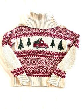 Ruby Moon turtleneck XS holiday cotton red cream green